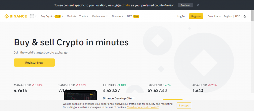 Binance Cryptocurrency Exchange Platform