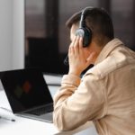Man is communicating with his client