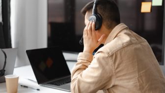 Man is communicating with his client