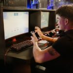 Man is playing online bingo