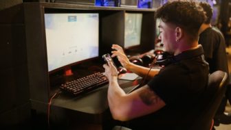 Man is playing online bingo