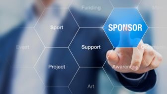 A man clicking at sponsor with his finger.