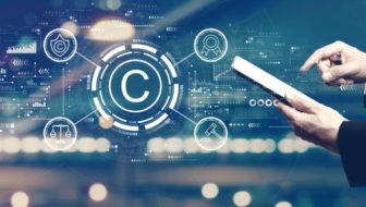 A man starting with new business ensuring that the logo, slogan, name, new product, or book is protected under copyright law.
