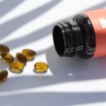 A bottle of CBD capsules.