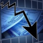 The arrow showing downward arrow due to economic downturn.
