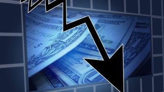 The arrow showing downward arrow due to economic downturn.