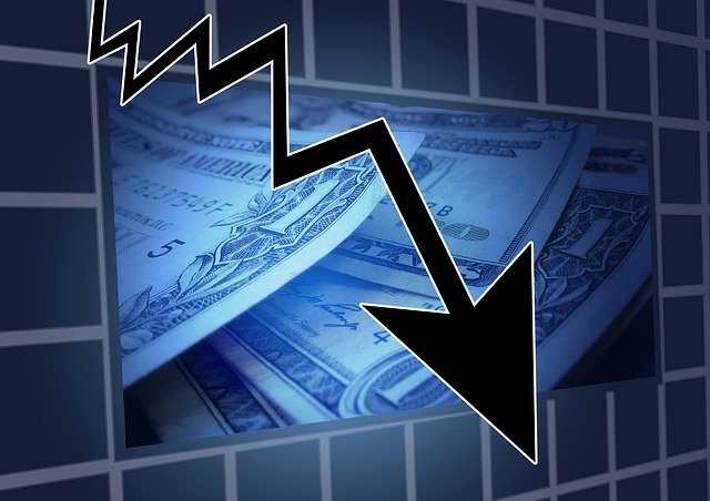 The arrow showing downward arrow due to economic downturn.