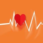 A red heart with a heart beat.