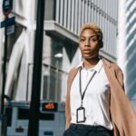 A modern woman CEO walking on the streets.