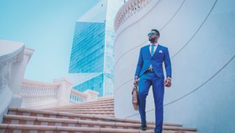 An Entrepreneur walking down the steps.