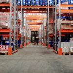A warehouse completely stocked up with inventory.