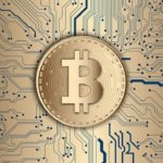 Bitcoin in the centre as the main currency along the globe.