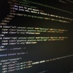 A screen displaying coding language.
