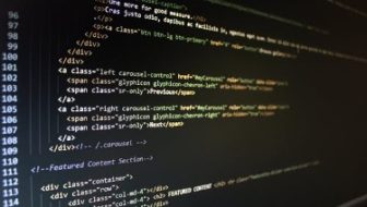 A screen displaying coding language.