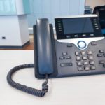 A dialing phone.