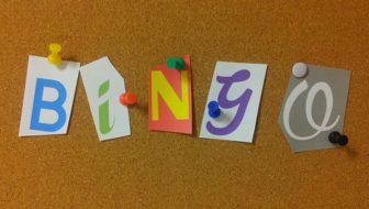 The word bingo been displayed on a display board.