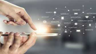 A woman pointing out the finger towards the mobile.