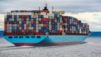 A ship carrying containers.