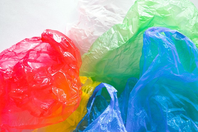 Different colour plastic bags.