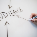 A man writing on the board.
