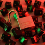 An open metal lock.