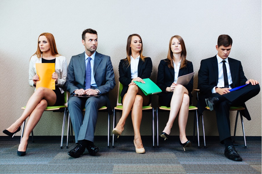 A group of employees waiting for their interview.