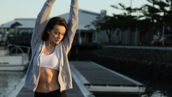 A woman exercising.