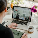 Woman working on digital tools.
