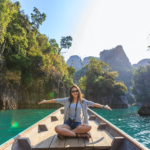 A woman in a boat.