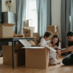 A family packing up stuff.