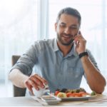Man eating healthy food.