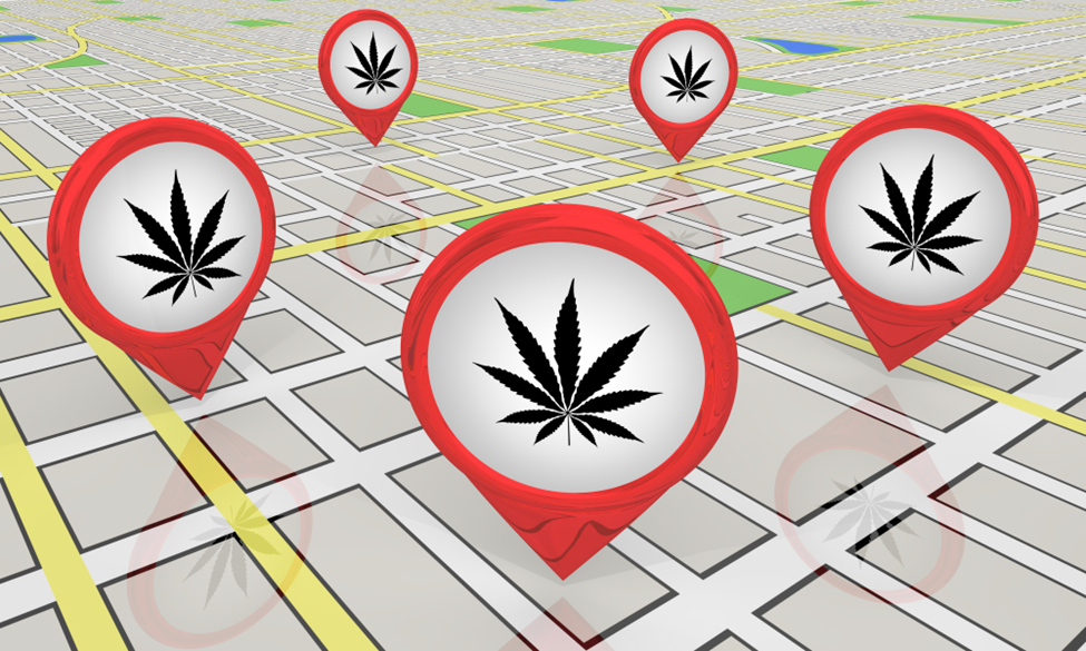 cannabis stors on map