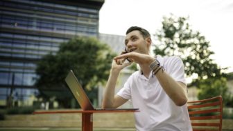 A new entrepreneur discusses business connections.