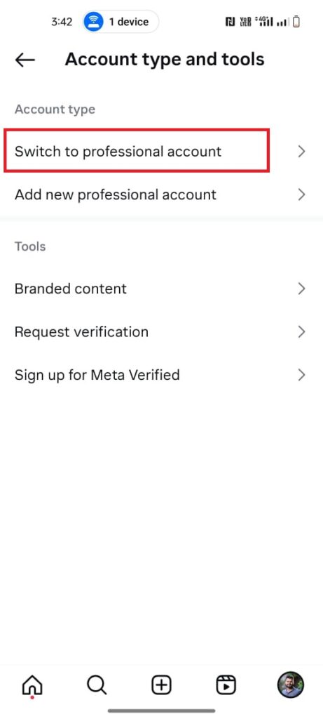 Switch to Professional account