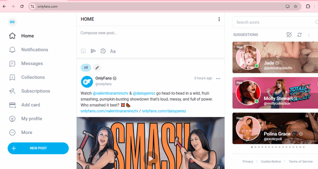 OnlyFans dashboard