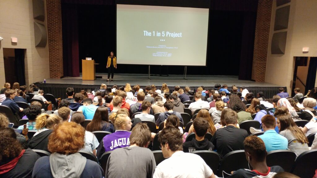 Auditorium during 1 in 5 Mental Health Stigma Reduction event at Carrboro High School, NC