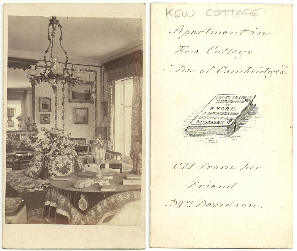 Interior of Kew Cottage, Kew Green, home of the Duchess of Cambridge, dated June 1865, and showing a painting by Heinrich Brandes