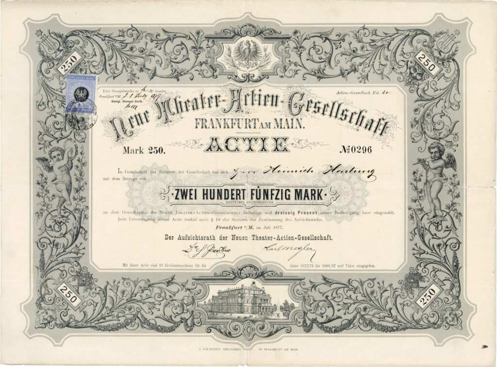 Neue Theater AG Alte Oper Frankfurt Founding stock 1877